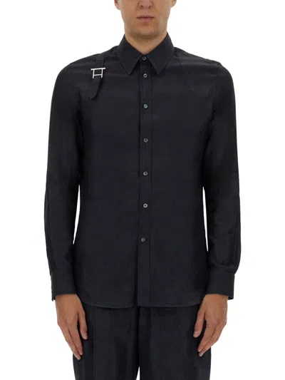 Alexander Mcqueen Harness Shirt With T Buckle In Black