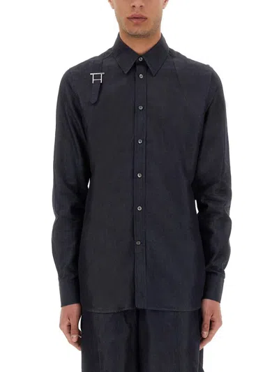 Alexander Mcqueen Harness Shirt With T Buckle In Black