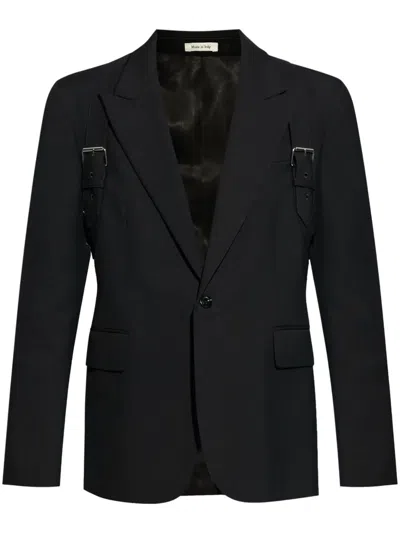 Alexander Mcqueen Buckle Detailed Single Breasted Blazer In Black