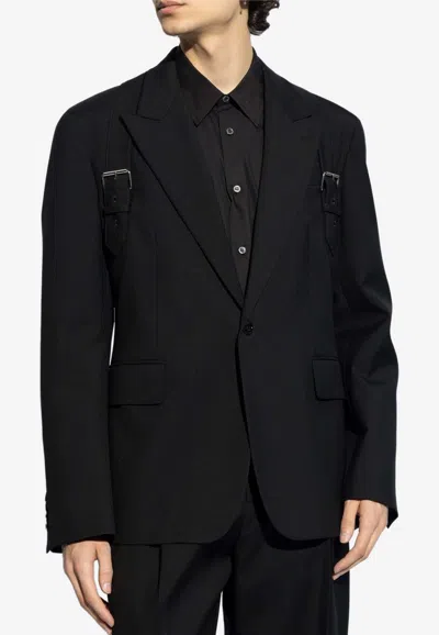 Alexander Mcqueen Wool Harness-detail Blazer In Black