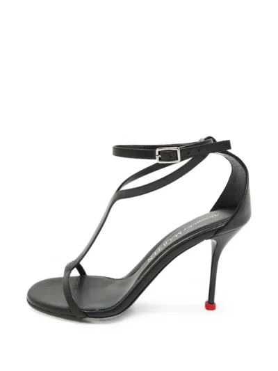 Pre-owned Alexander Mcqueen Harness T-strap Sandals In Black