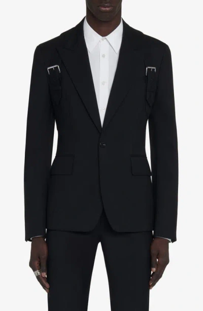 Alexander Mcqueen Wool Harness-detail Blazer In Black