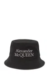 Alexander Mcqueen Black And White Reversible Bucket Hat With Logo Embroidery In Polyamide Man In Multicolor