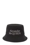 Alexander Mcqueen Black And White Reversible Bucket Hat With Logo Embroidery In Polyamide Man In Multicolor