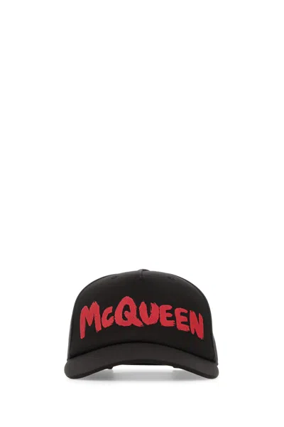 Alexander Mcqueen Graffiti Logo Printed Baseball Cap In Black