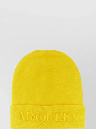 Alexander Mcqueen Hat With High Lapel And Folded Cuff In Yellow