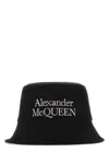 Alexander Mcqueen Black And White Reversible Bucket Hat With Logo Embroidery In Polyamide Man