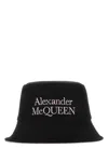 Alexander Mcqueen Black And White Reversible Bucket Hat With Logo Embroidery In Polyamide Man In Black