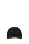 Alexander Mcqueen Curved Visor Cotton Baseball Cap In Black