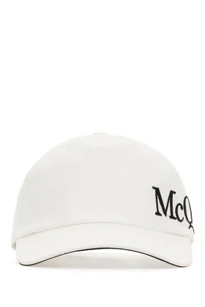 Alexander Mcqueen Curved Visor Cotton Baseball Cap In White