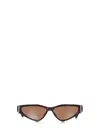 Alexander Mcqueen Havana Acetate Sunglasses With Metal Temples And T-buckle Detail In Brown