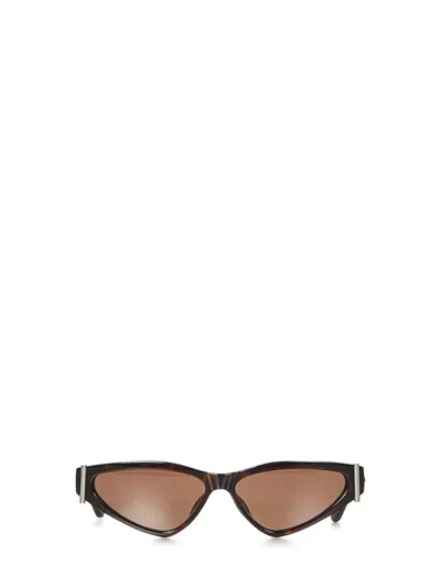 Alexander Mcqueen Havana Acetate Sunglasses With Metal Temples And T-buckle Detail In Brown