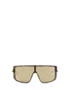 Alexander Mcqueen Havana T-bar Visor Sunglasses In Brown