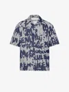 Alexander Mcqueen Graffiti Hawaiian Denim Shirt In Indigo