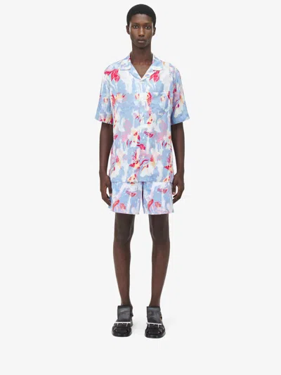 Alexander Mcqueen Hawaiian Floral Shirt In Blue