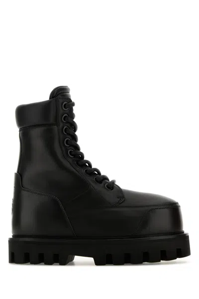 ALEXANDER MCQUEEN ALEXANDER MCQUEEN BLACK LEATHER ANKLE BOOTS