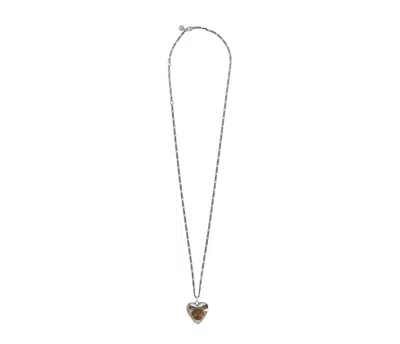 Alexander Mcqueen Heart Locket Necklace In Gray