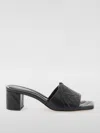 Alexander Mcqueen Black Slip-on Sandals With Embossed Logo In Padded Leather Woman In Black