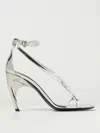 Alexander Mcqueen Twisted Armadillo 95mm Patent Sandals In Silver