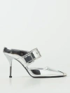 Alexander Mcqueen Women Silver Leather Punk Pumps In Silver
