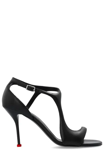 Alexander Mcqueen Leather Heel Sandals In Black