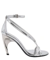 Alexander Mcqueen Twisted Armadillo 95mm Patent Sandals In Silver