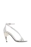 Alexander Mcqueen Silver-tone Leather Twisted Armadillo Sandals In Silver