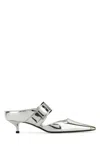 Alexander Mcqueen Leather Punk Pumps With 4 Cm Heel Height In Silver