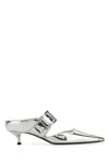 Alexander Mcqueen Leather Punk Pumps With 4 Cm Heel Height In Silver
