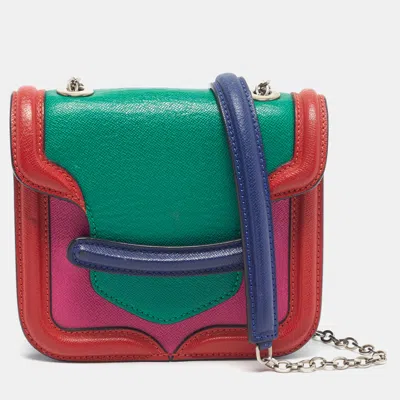 Pre-owned Alexander Mcqueen Heroine Chain Mini Multicolor Leather Crossbody Bag