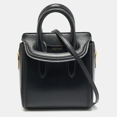 Pre-owned Alexander Mcqueen Heroine Mini Black Leather Tote