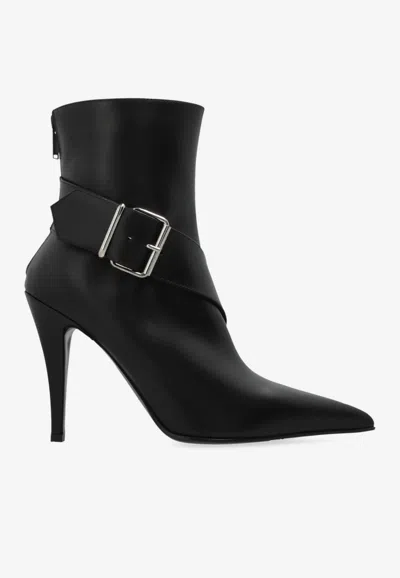 Alexander Mcqueen Heron 105 Pointed Ankle Boots In Black
