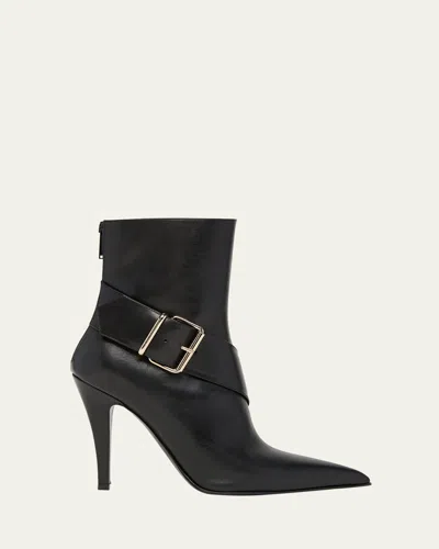 ALEXANDER MCQUEEN HERON BUCKLE LEATHER ANKLE BOOTS
