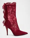 Alexander Mcqueen Mcqueen Pointed Toe Lace Boot In Animal Print