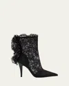 Alexander Mcqueen Lace Overlay Pointed Toe Stiletto Boots In Black