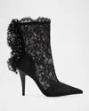 Alexander Mcqueen Lace Overlay Pointed Toe Stiletto Boots In Multi