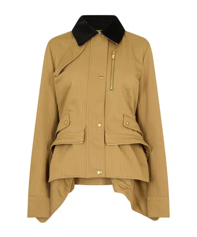 Alexander Mcqueen Herringbone Track Jacket In Brown