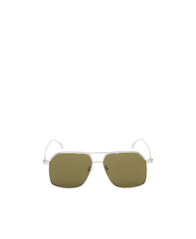 Alexander Mcqueen Hexagonal-frame Sunglasses In Silver