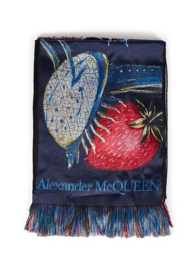 Alexander Mcqueen Hieronymus Bosch Scarf In Blue