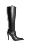 Alexander Mcqueen Faux Leather Birdee Knee-high Boots 105 In Black
