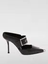 Alexander Mcqueen Metal Toe Boxcar Leather Mules With Buckle 11cm In Black