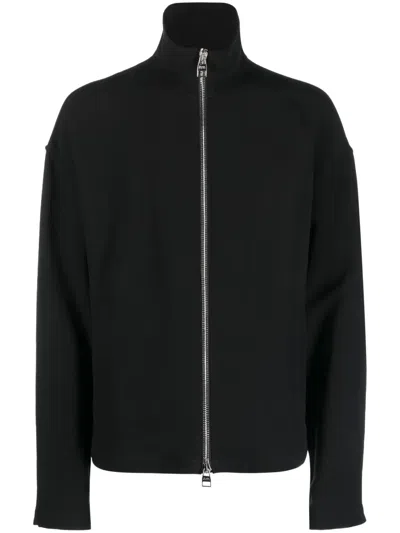 Alexander Mcqueen High Necked Ziped Jacket In Black