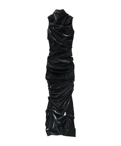 Alexander Mcqueen High-necked Evening Dress In Black