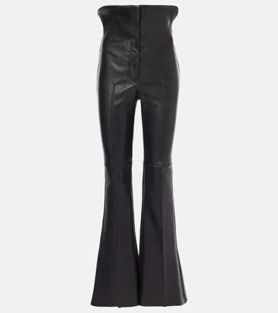 Alexander Mcqueen High-rise Leather Pants In Black