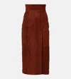 Alexander Mcqueen Womens Brown Brushed-suede Split Leather Midi Skirt In Brown