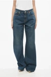 Alexander Mcqueen High Rise Wide Leg Jeans In Blue