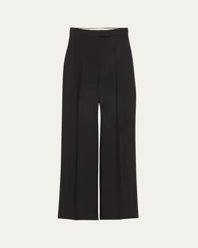 Alexander Mcqueen High-rise Wide-leg Wool Trousers In Black