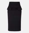 Alexander Mcqueen Mcqueen Dart Wool Stretch Gabardine Midi Skirt In Black