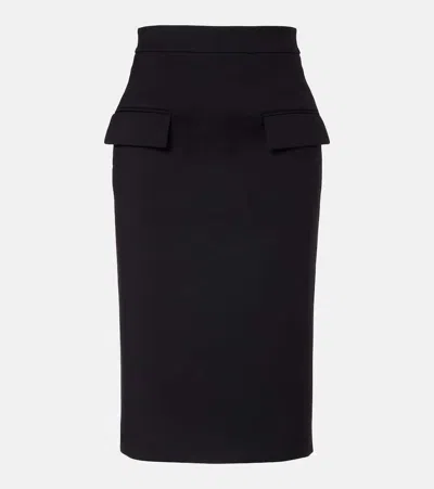 ALEXANDER MCQUEEN HIGH-RISE WOOL GABARDINE PENCIL SKIRT
