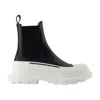 Alexander Mcqueen Chunky Outsole Cap Toe Chelsea Boots In Black